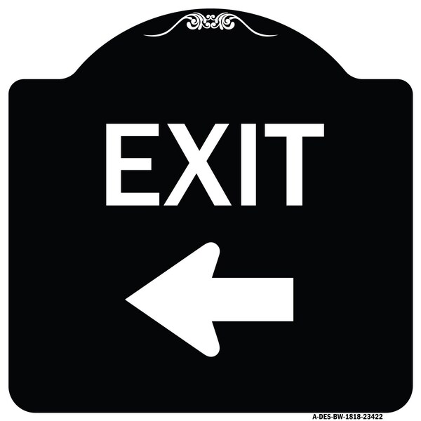 Parking Lot Exit Left Arrow Heavy-Gauge Aluminum Architectural Sign, 18" L, 18" H, BW-1818-23422
